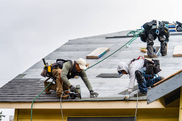 Professional Gutter Installation technician working in North Windham, ME